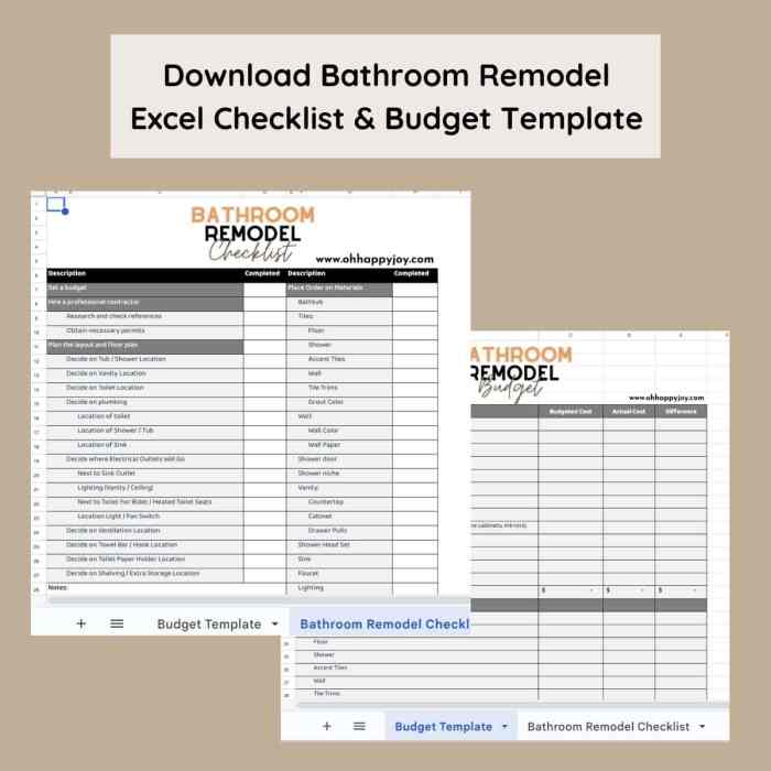 Printable Bathroom Remodel Checklist For Effective Planning Excel ...