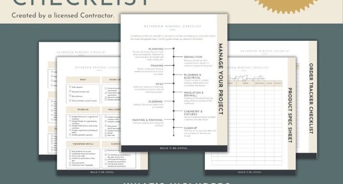 Bathroom Remodel Checklist, Bathroom Renovation Checklist, Scope of ...